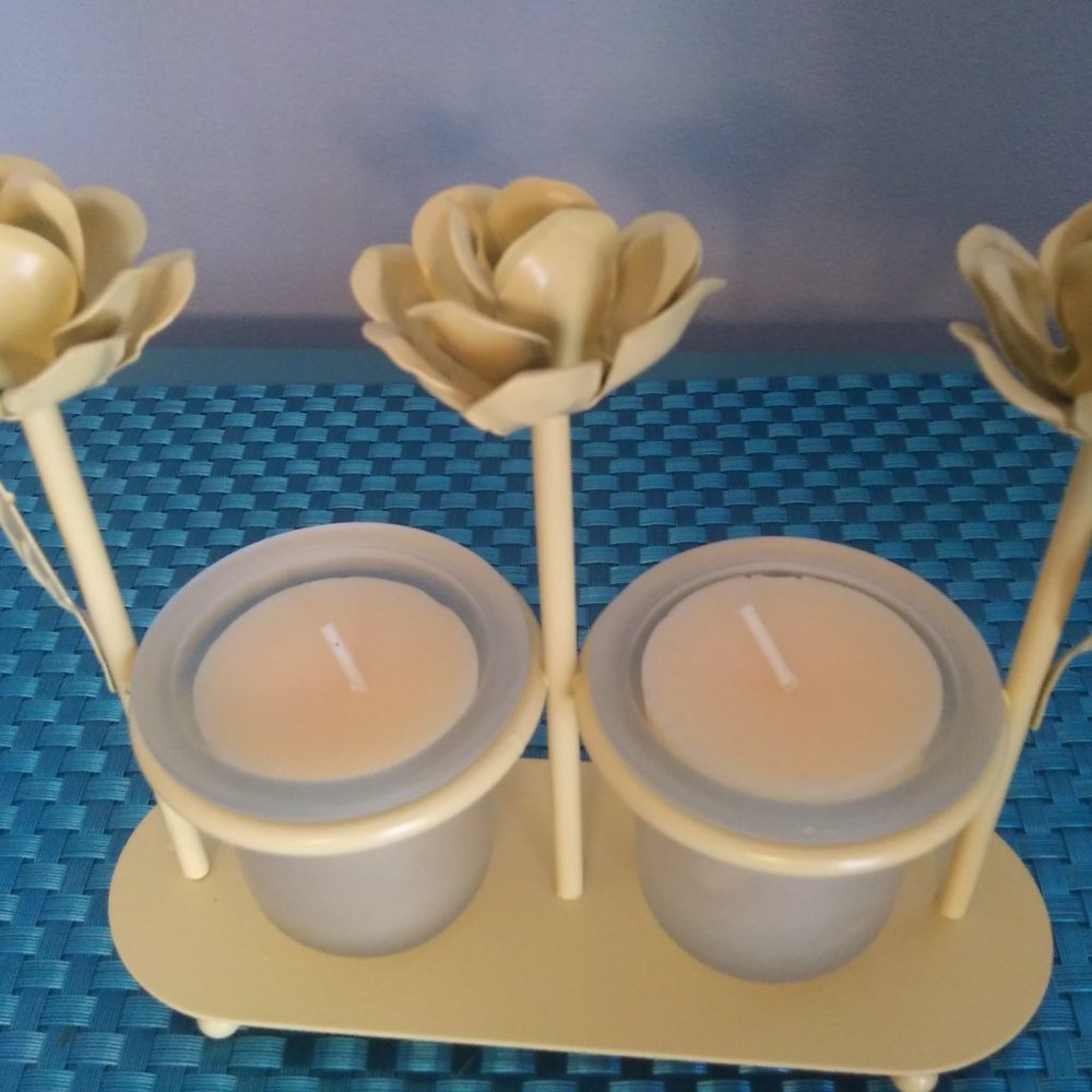 Yellow Roses Metal Candle Holder - Picture 3 of 10